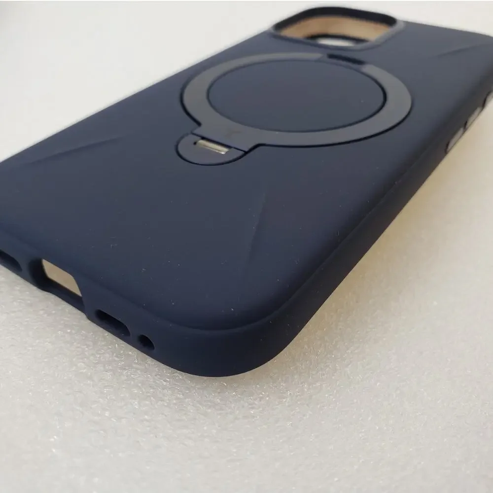 TORRAS Ostand O3 Silicone Case for iPhone 17 - Blue Magnetic Ring Stand Cover